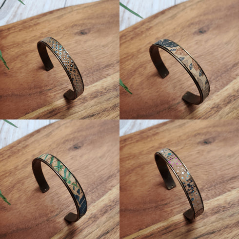 Cork Bronze Skinny Cuff Bracelet