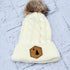1901 Maine Flag Faux Leather Patch Winter Pom Hat