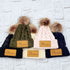 Mama Faux Leather Patch Winter Pom Hat