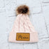 Mama Faux Leather Patch Winter Pom Hat