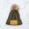 Mama Faux Leather Patch Winter Pom Hat
