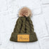 Mama Faux Leather Patch Winter Pom Hat