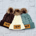 Maine Tree Faux Leather Patch Winter Pom Hat