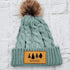 Maine Tree Faux Leather Patch Winter Pom Hat