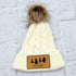 Maine Tree Faux Leather Patch Winter Pom Hat