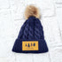 Maine Tree Faux Leather Patch Winter Pom Hat