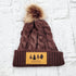 Maine Tree Faux Leather Patch Winter Pom Hat