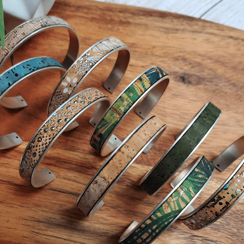 Cork Silver Skinny Cuff Bracelet