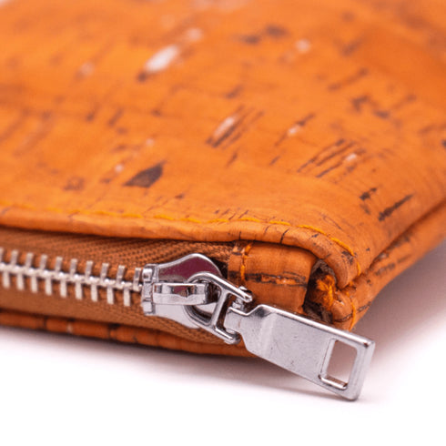 Orange Speckled Cork Zipper Coin Purse