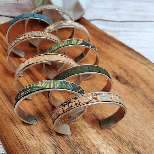 Cork Silver Skinny Cuff Bracelet