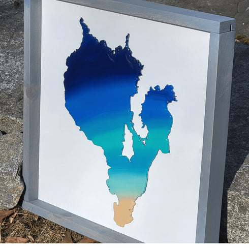 Sebago Lake Aurora Framed Sign-Gray