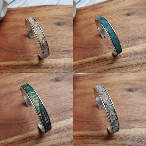 Cork Silver Skinny Cuff Bracelet