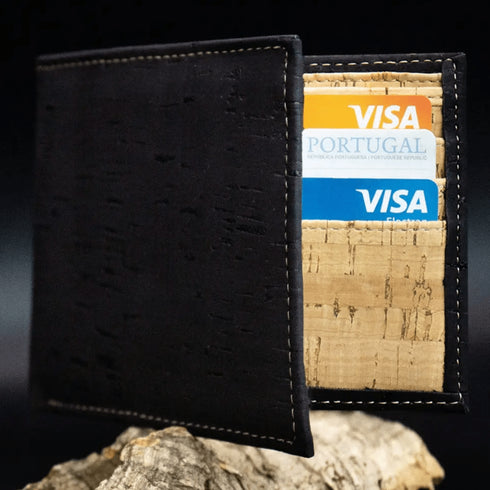 Black Cork Trifold Men's Wallet