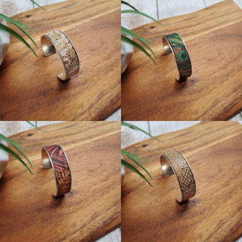 Cork Silver Thick Cuff Bracelet