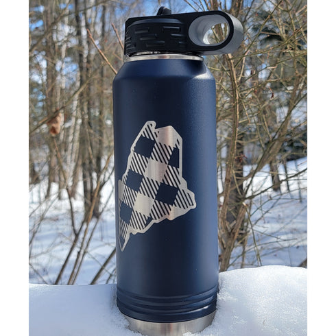 Buffalo Plaid Maine Stainless Steel Water Bottle 32 oz.