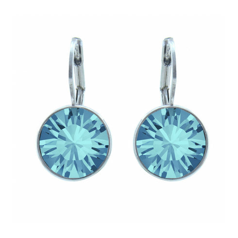Aquamarine Swarovski Rhodium Drop Earrings