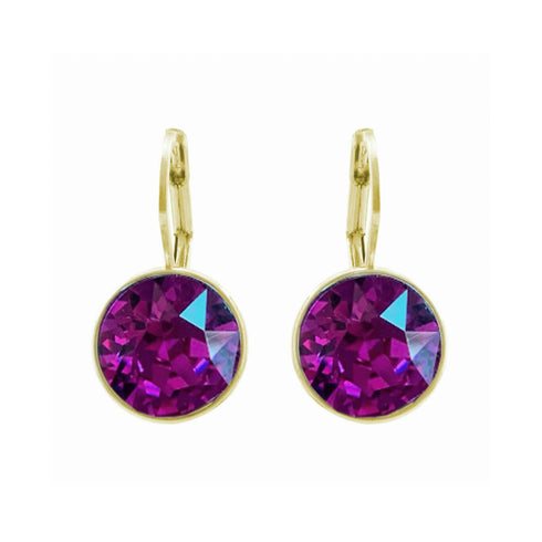 Amethyst Swarovski Gold Plated Drop Earrings