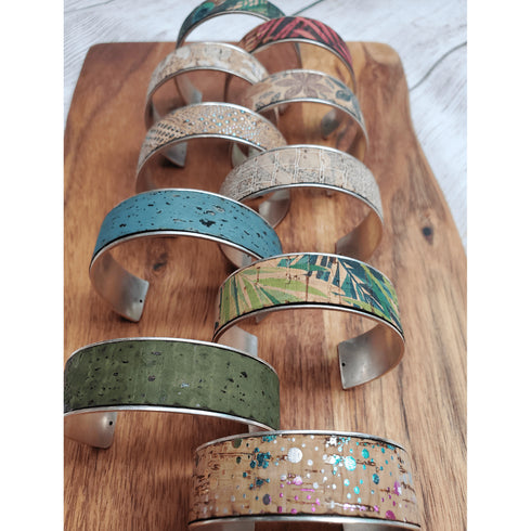 Cork Silver Thick Cuff Bracelet