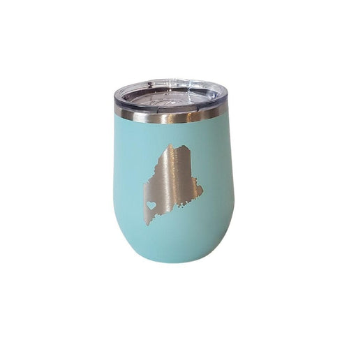 Maine Heart Laser Engraved Wine Tumbler-Teal