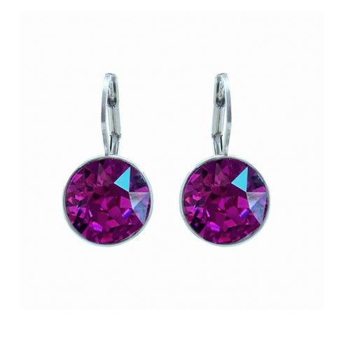 Amethyst Swarovski Rhodium Drop Earrings