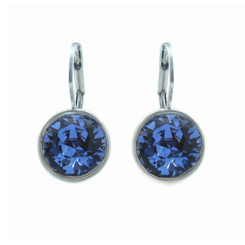 Denim Blue Swarovski Rhodium Drop Earrings