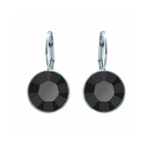Jet Black Swarovski Rhodium Drop Earrings