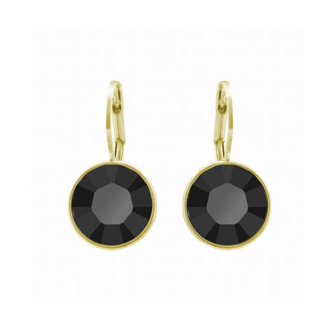 Jet Black Swarovski Gold Plated Drop Earrings