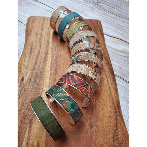 Cork Silver Thick Cuff Bracelet