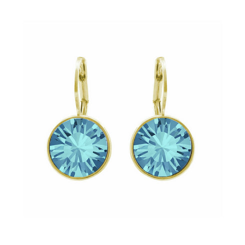 Aquamarine Swarovski Gold Plated Drop Earrings
