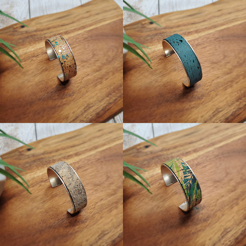 Cork Silver Thick Cuff Bracelet