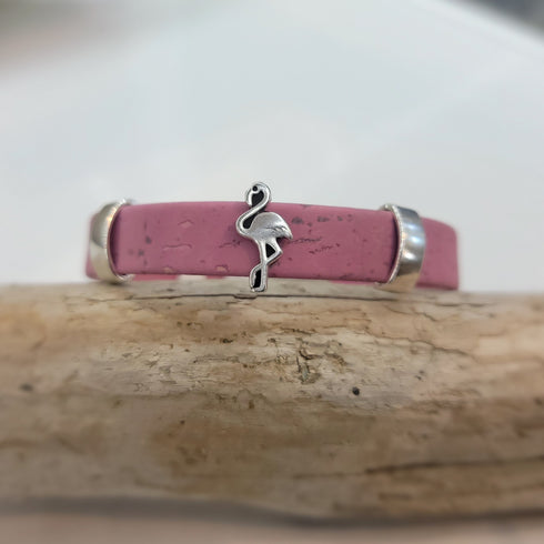 Flamingo Charm Cork Magnetic Bracelet