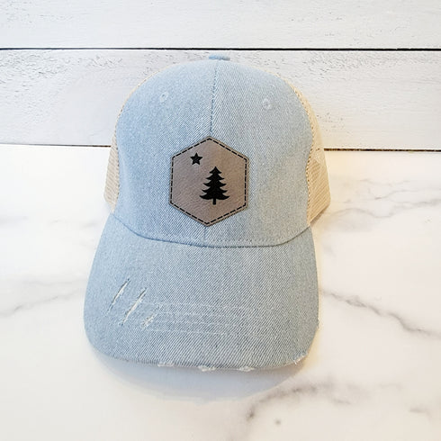 Original Maine Gray Leather Patch Hat