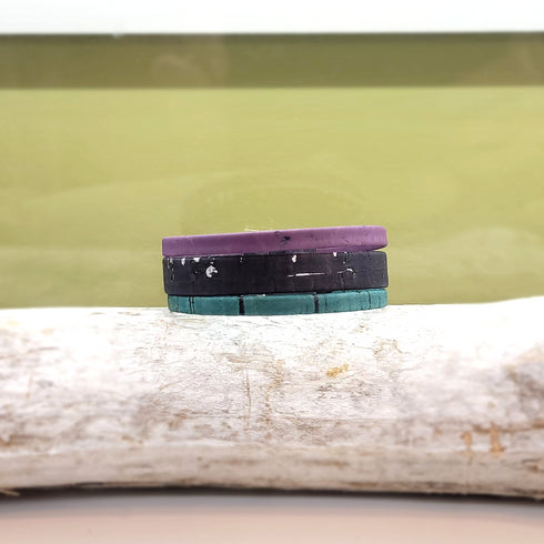 Purple, Black, and Teal, 3 Strand Cork Bracelet