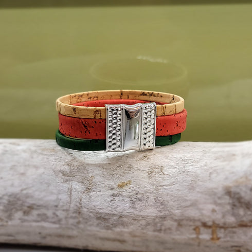Grapefruit 3 Strand Cork Bracelet