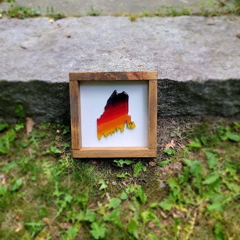 Mini Maine Sunset Framed Sign-Brown