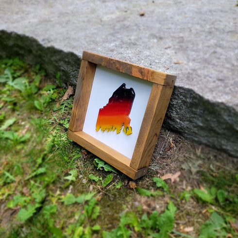 Mini Maine Sunset Framed Sign-Brown