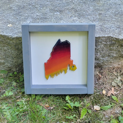 Mini Maine Sunset Framed Sign-Gray