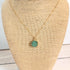 Green Druzy Circle Gold Necklace