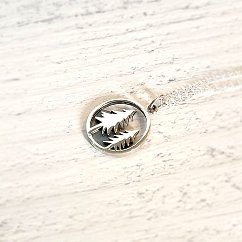 Pine Tree Circle Sterling Necklace