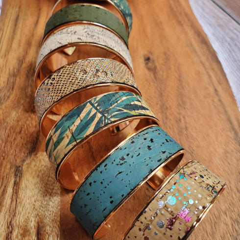 Cork Rose Gold Thick Cuff Bracelet
