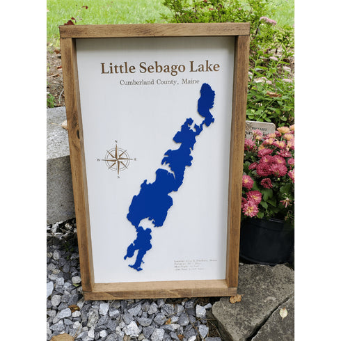 Little Sebago Lake Wood Sign, Laser Cut and Engraved
