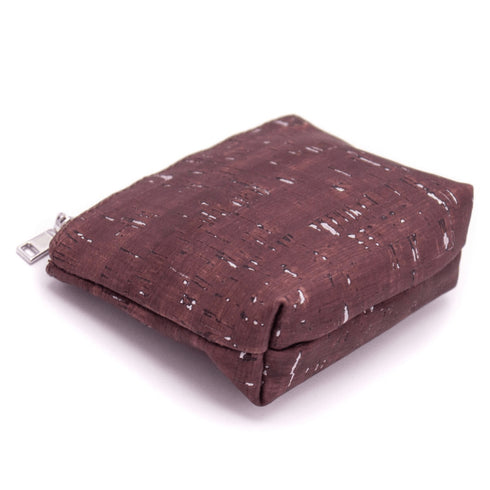 Brown Speckled Cork Zipper Coin Purse