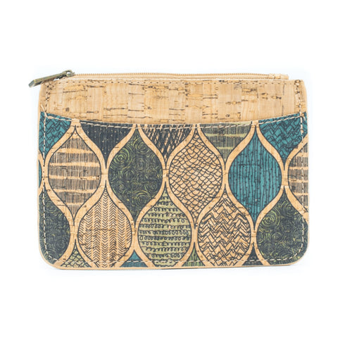 Blue Scale Cork Skinny Coin Purse