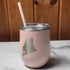 Maine Heart Laser Engraved Wine Tumbler-Glitter Peach