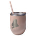 Maine Heart Laser Engraved Wine Tumbler-Glitter Peach
