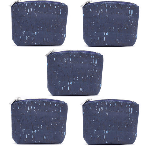 Navy Speckled Cork Zipper Coin Purse