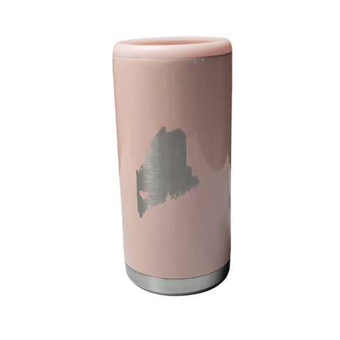 Maine Heart Engraved  Slim Beverage Holder- Glitter Peach