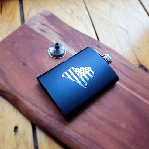 Maine Flag Laser Engraved Black Flask