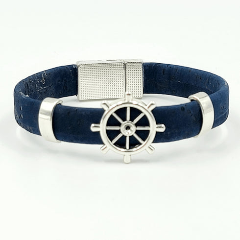 Nautical Ship Wheel Cork Charm Magnetic Bracelet