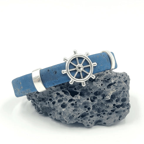 Nautical Ship Wheel Cork Charm Magnetic Bracelet